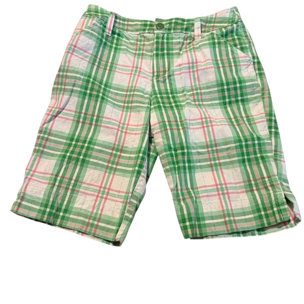 Arizona Jean Company Green and Pink Plaid Shorts Girls‎ Size 14